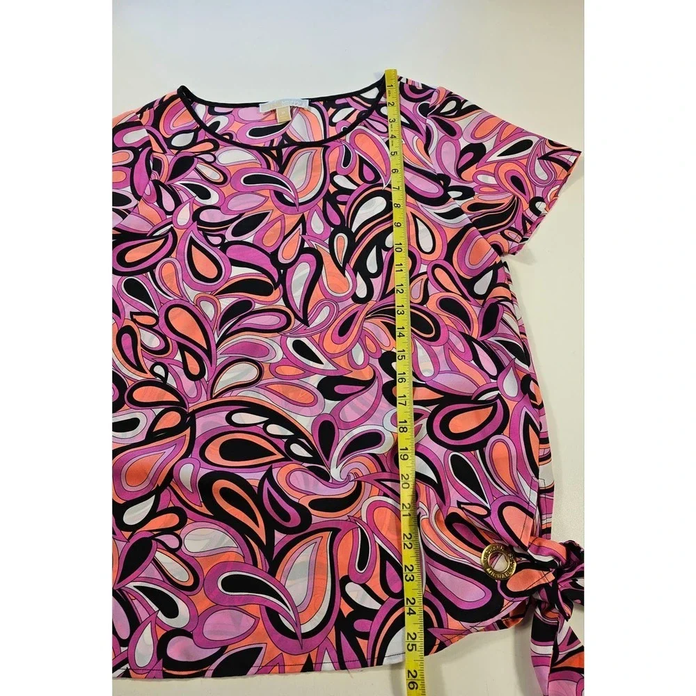 Michael kors side tie returns themed career casual colorful top M